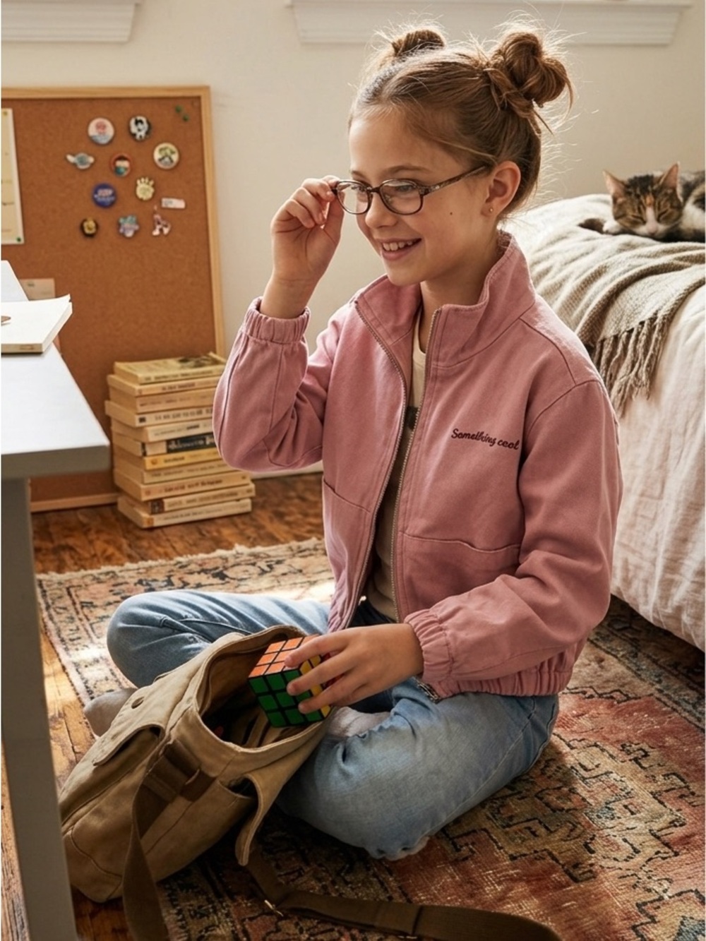 Zara Cotton Twill Girls Pink Zip-Up Jacket - 9/10